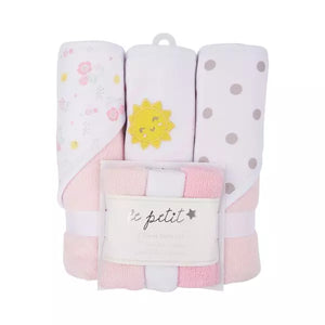 6-Piece Hooded Towel and Washcloth Set - Pink Sunshine
