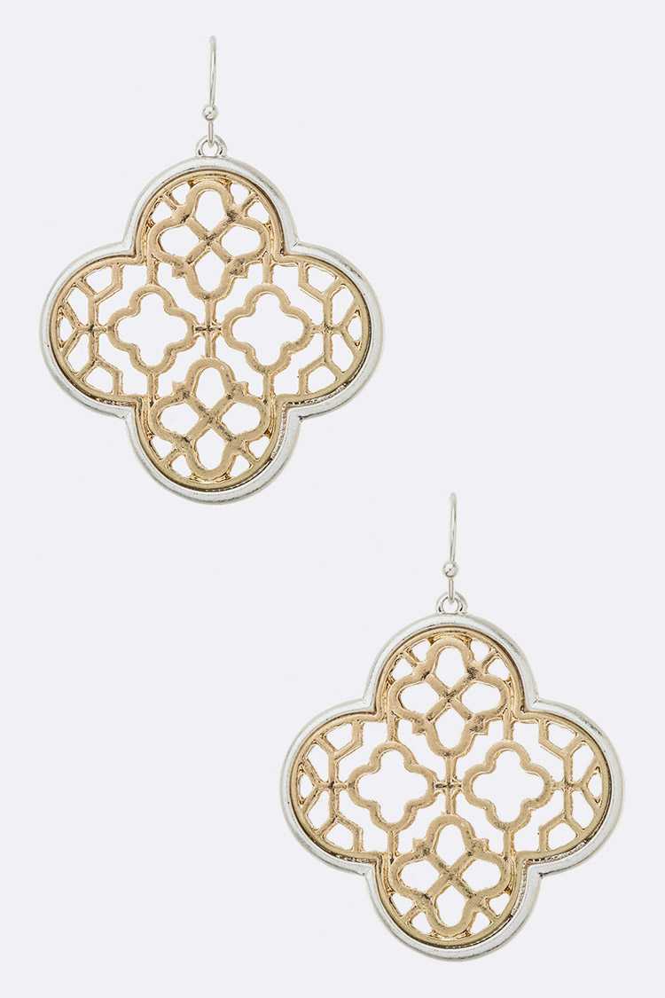 Clover Two Tone Casting Iconic Earrings