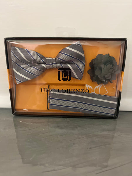 Men's Boxed Bow Tie and Hanky with Lapel Pin Set