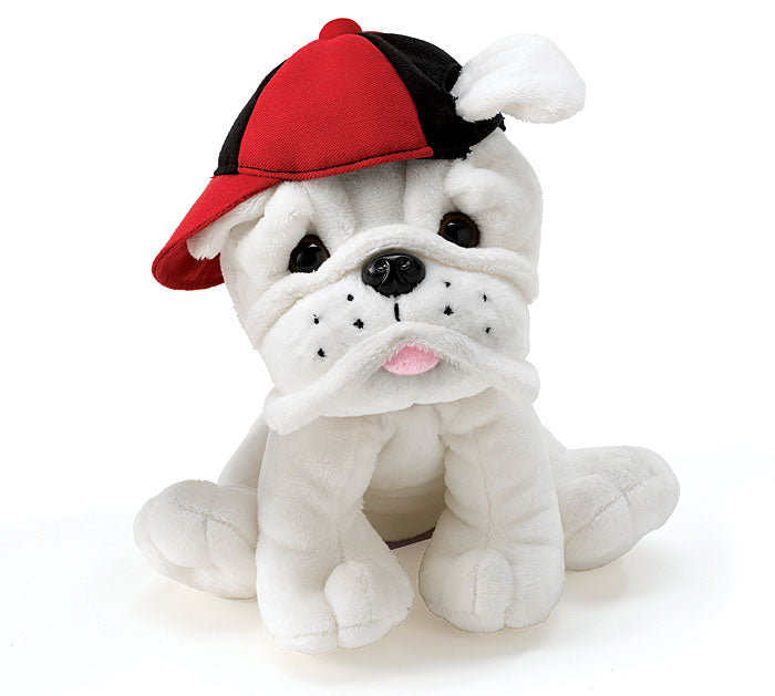 Plush White Georgia Bulldog with Red/Black Hat