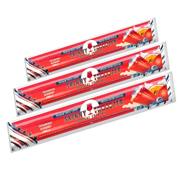 TROPICAL RED WHITE AND BLUE COCKTAIL Skinny Threezer Tropical Cocktail Popsicles 8pk