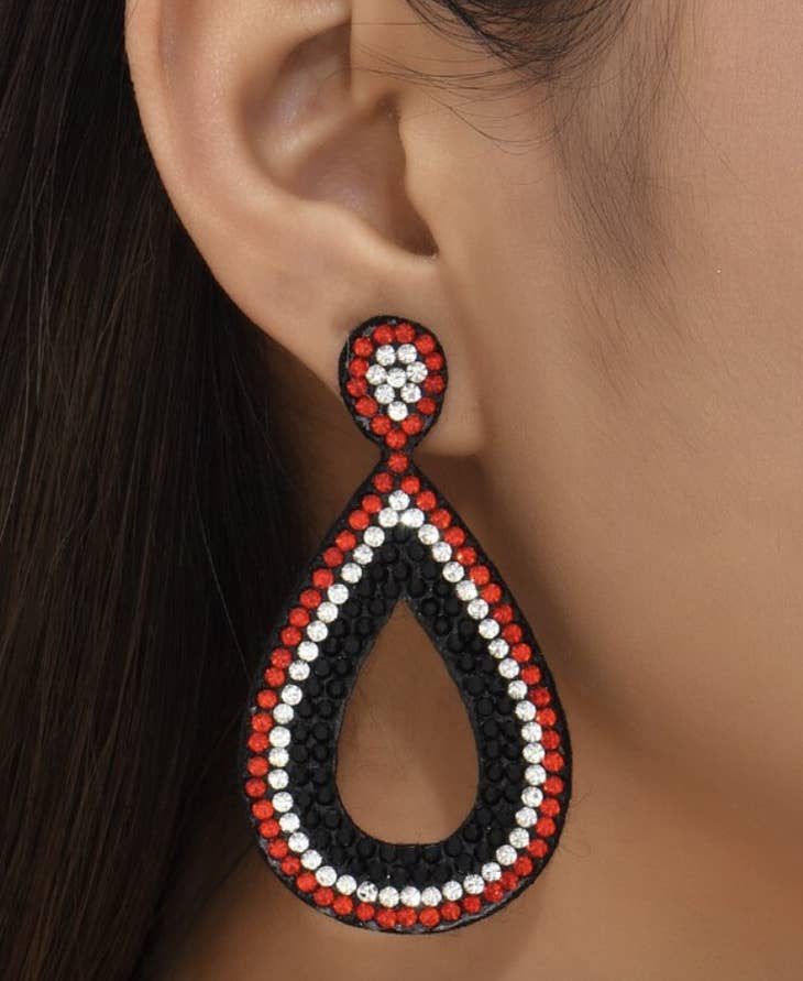 Rhinestone Red & Black Earrings