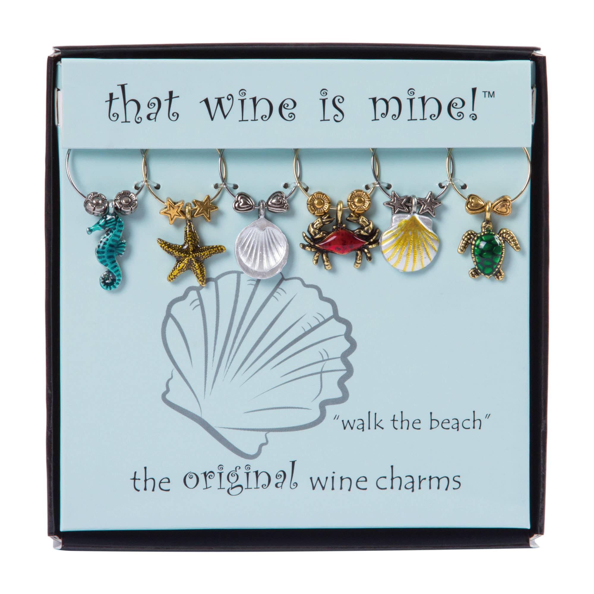 6-Piece Walk the Beach Painted Wine Charms